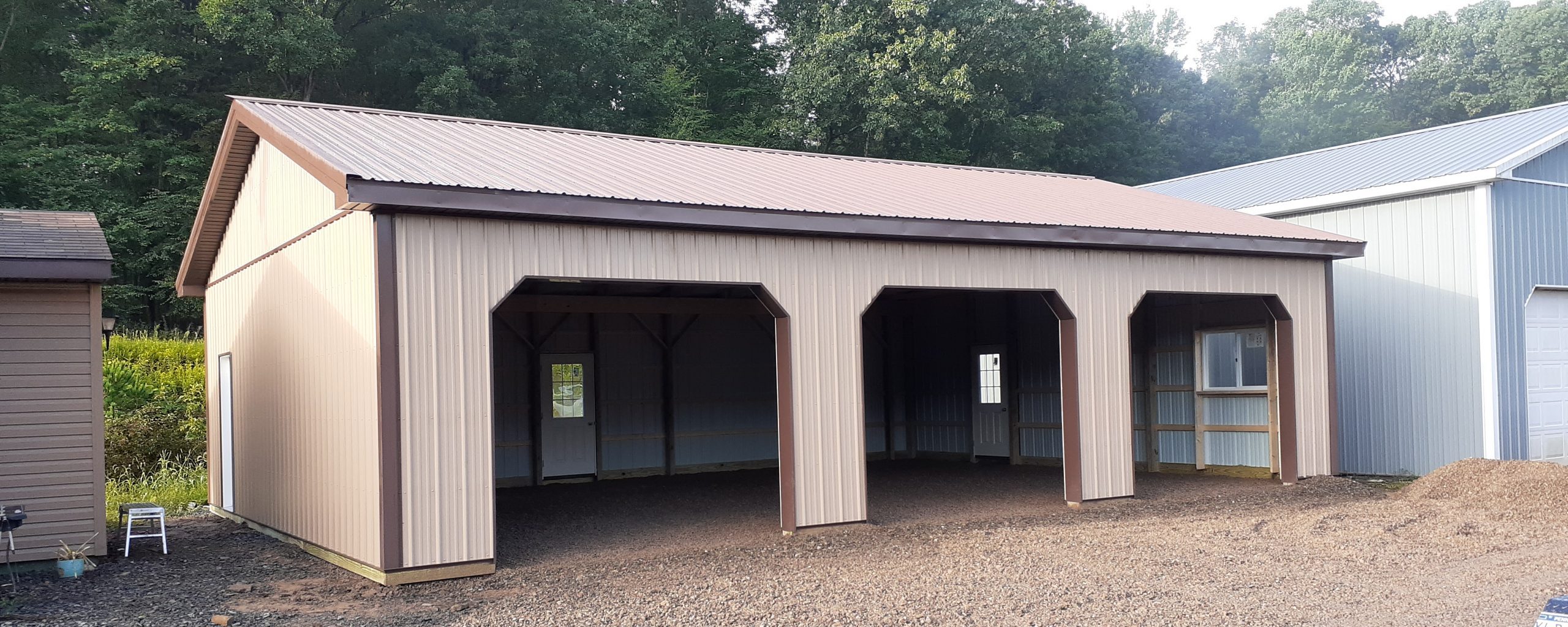 Tan Open Pole Barn