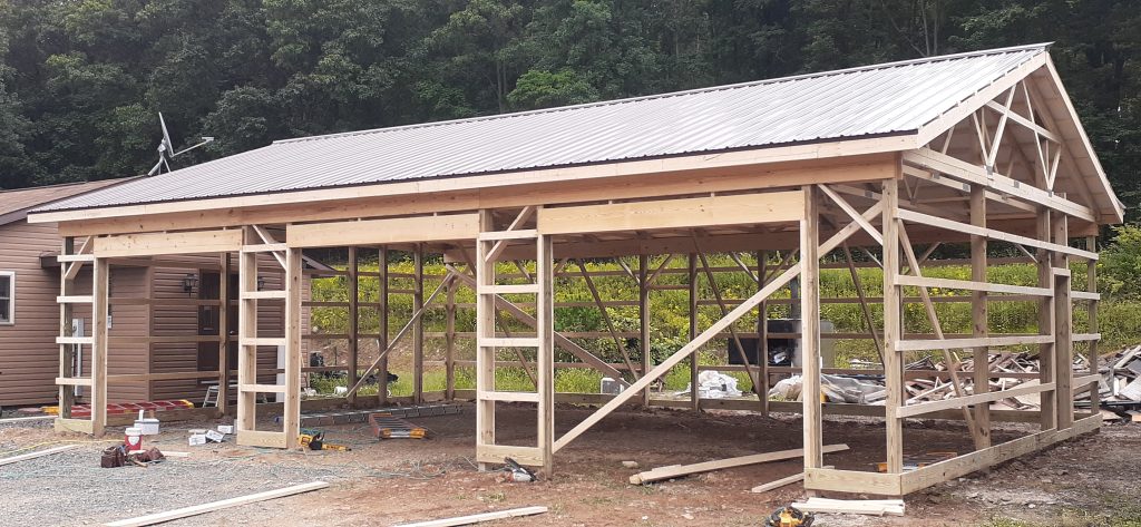 pole barn during construction, how are pole barns built