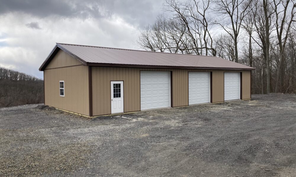 Pole Barn with 3 Garage Doors